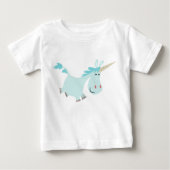 Cute Blue Cartoon Unicorn Baby T-Shirt (Voorkant)