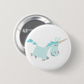 Cute Blue Cartoon Unicorn Button Badge (Voorkant /achterkant)