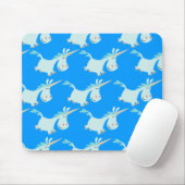Cute Blue Cartoon Unicorn Herd! mousepad Muismat (Met muis)