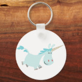 Cute Blue Cartoon Unicorn Sleutelhanger (Voorkant)