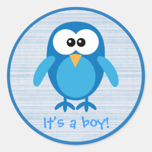 Cute Blue Cartoon verkiest een nieuwe jongen Ronde Sticker