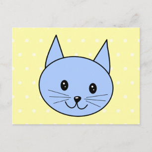 Cute Blue Cat Cartoon Briefkaart