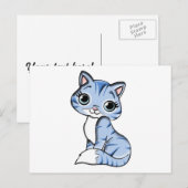 Cute blue cat cartoon briefkaart (Voorkant / Achterkant)