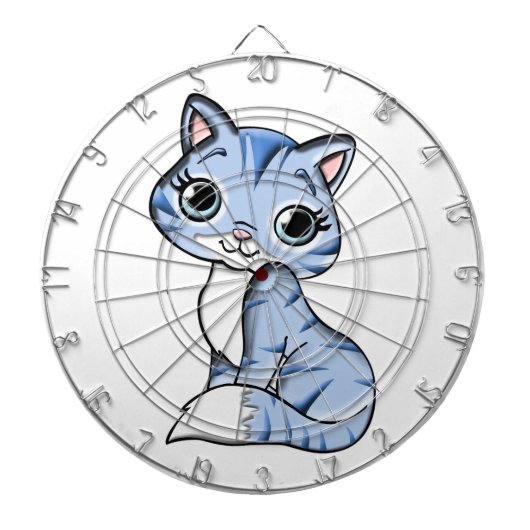 Cute blue cat cartoon dartbord (Voorkant)