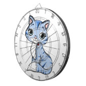 Cute blue cat cartoon dartbord (Voorkant Rechts)