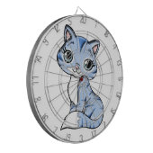 Cute blue cat cartoon dartbord (Voorkant Links)