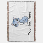 Cute blue cat cartoon deken (Voorkant Verticaal)