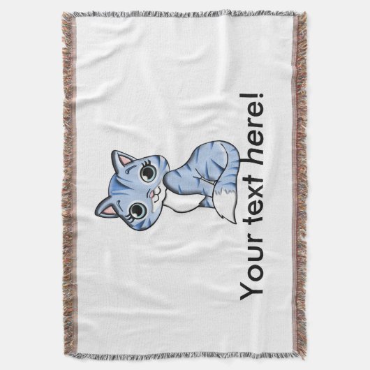 Cute blue cat cartoon deken (Voorkant Verticaal)