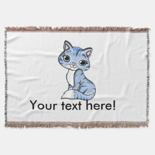 Cute blue cat cartoon deken