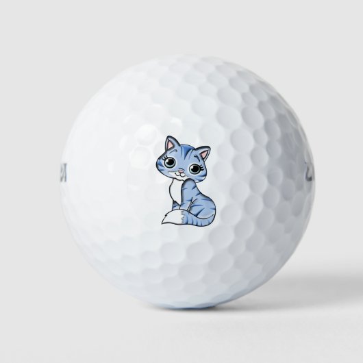 Cute blue cat cartoon golfballen (Voorkant)