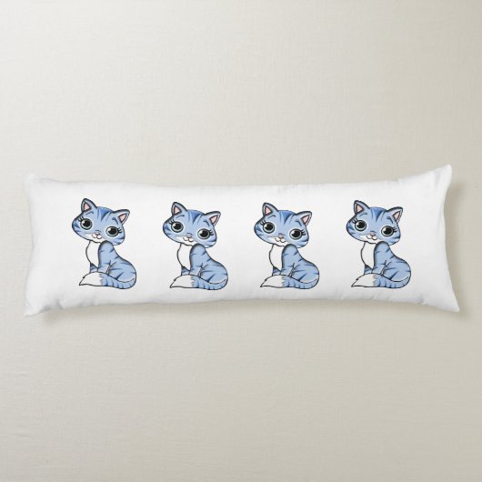 Cute blue cat cartoon lichaamskussen (Achterkant)