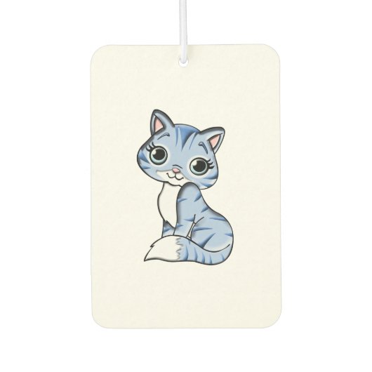Cute blue cat cartoon luchtverfrisser (Voorkant)