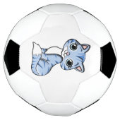 Cute blue cat cartoon voetbal (Gedraaid)