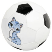 Cute blue cat cartoon voetbal (Drie kwart)