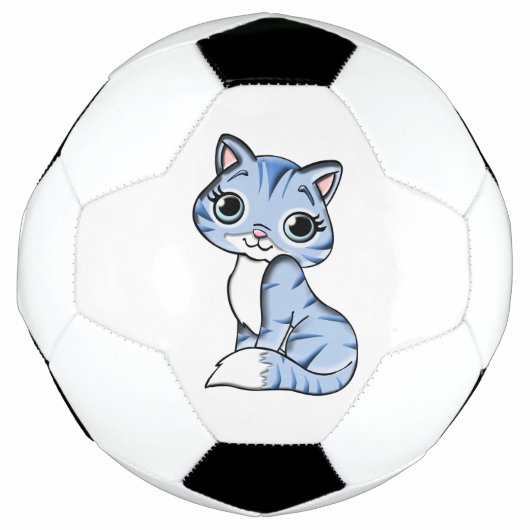 Cute blue cat cartoon voetbal (Voorkant)