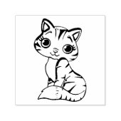 Cute blue cat cartoon zelfinktende stempel (Design)