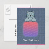 Cute Blue Cat Design Photo Briefkaart (Voorkant / Achterkant)