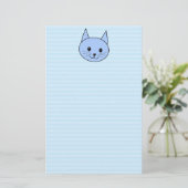 Cute Blue Cat. Licht blauwe streep achtergrond. Briefpapier (Staand voorkant)