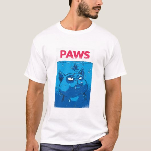 Cute Blue Cat “Paws” Funny Cat Lover T-Shirt (Voorkant)