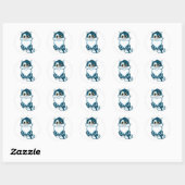 Cute blue cat ronde sticker (Vel)