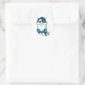 Cute blue cat ronde sticker (Tas)
