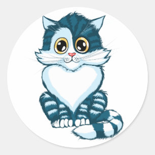 Cute blue cat ronde sticker