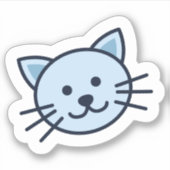 Cute Blue Cat Sticker (Voorkant)