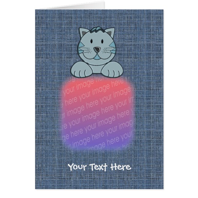 Cute Blue Cat Your Photo Card (Voorkant)