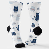Cute Blue Cats Sokken (Gebogen)