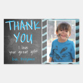 Cute Blue Chalkboard Birthday Foto Rechthoekige Sticker (Voorkant)