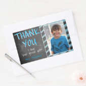 Cute Blue Chalkboard Birthday Foto Rechthoekige Sticker (Envelop)
