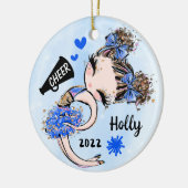 Cute Blue Cheerleader Girl Ornament Brown Hair (Links)