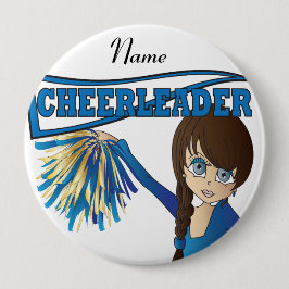 Cute Blue Cheerleader Girl personaliseren Ronde Button 5,7 Cm