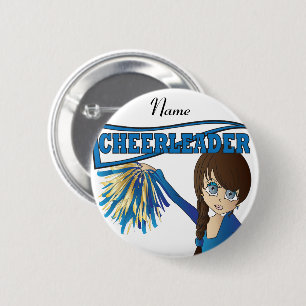 Cute Blue Cheerleader Girl personaliseren Ronde Button 5,7 Cm
