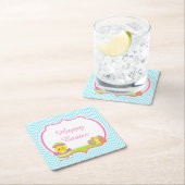 Cute Blue Chevrons Easter Chick Easter Egg Hunt Kartonnen Onderzetters (Insitu)