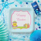 Cute Blue Chevrons Easter Easter Hunt Papieren Bordje (Feest)