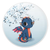 Cute Blue Chibi Dragon Ceramic Knob Keramische Knop (Voorkant)