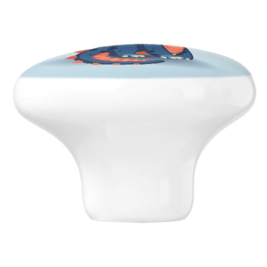 Cute Blue Chibi Dragon Ceramic Knob Keramische Knop (Zijkant)