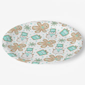 Cute Blue Christmas Holiday Gingerbread Man Papieren Bordje (Gekanteld)