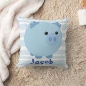 Cute Blue Chubby Pig Pillow Kussen (Deken)