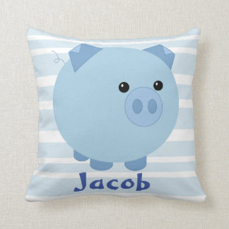 Cute Blue Chubby Pig Pillow Kussen