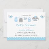 Cute Blue Clothes | Uitnodiging tot Baby shower va (Voorkant)
