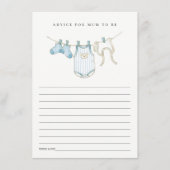 Cute Blue Clothesline Advice for Mum Baby shower Informatiekaartje (Voorkant)