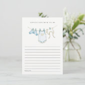 Cute Blue Clothesline Advice for Mum Baby shower Informatiekaartje (Staand voorkant)