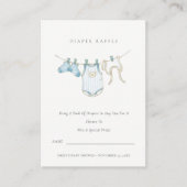 Cute Blue Clothesline Diaper Baby shower Raffle Informatiekaartje (Voorkant)