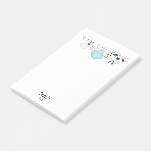 Cute Blue Clothesline illustratie Modern Post-it® Notes (Schuin)