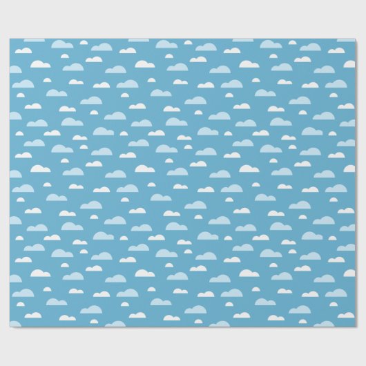 Cute Blue Clouds en Sky Cadeaupapier (Vlak)