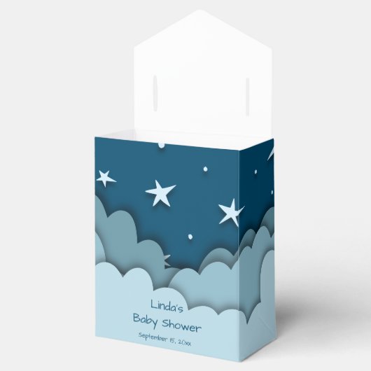 Cute Blue Clouds in Night Baby shower Bedankdoosjes (Geopend)