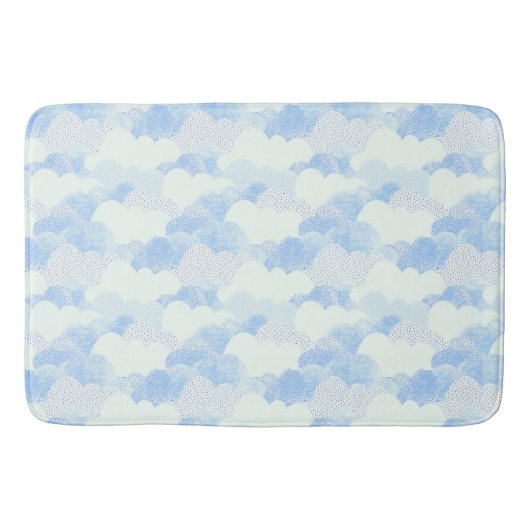 Cute Blue Cloudy Sky Abstract Patroon Badmat (Voorkant)