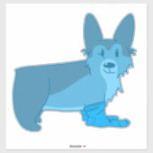 Cute Blue Corgi in Sokken Sticker (Vel)